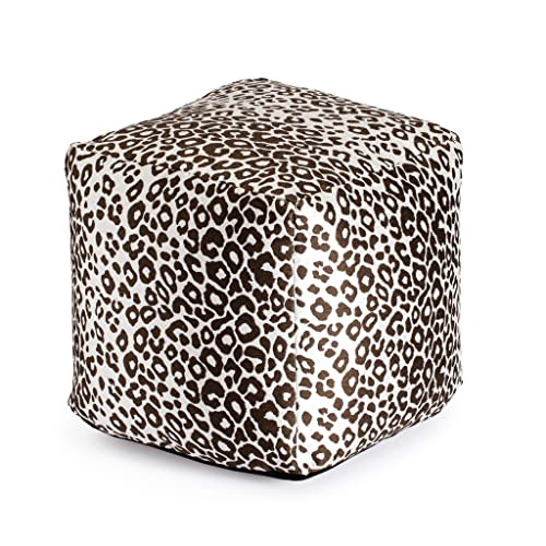 Anji Mountain 100% Handmade & Handcrafted Comfortable Home Décor Outdoor Pouf Ottoman Footrest for Living Room, Bedroom, Nursery, Kidsroom, Patio Furniture - (18" x 18" x 18"- Red-Ivory) - color: Amur Brown