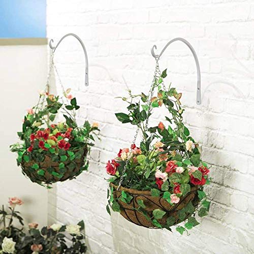 FEED GARDEN Heavy Duty Plant Hooks - 2 Pack 8 Inch Wall Mounted Hanging Brackets, 44lb Capacity Steel Plant Hangers for Bird Feeders, Baskets, Wind Chimes -White - color: White, size: 8 Inch