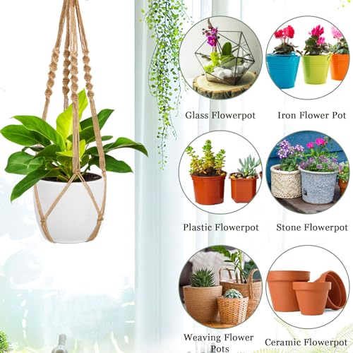 Augshy 27 Inch Macrame Plant Hanger, 2 Packs Plant Hangers with Hooks, Hanging Planter for Indoor Plants Decorative Macrame Pot Hanger for Home Decor - color: Brown, size: 27 Inches