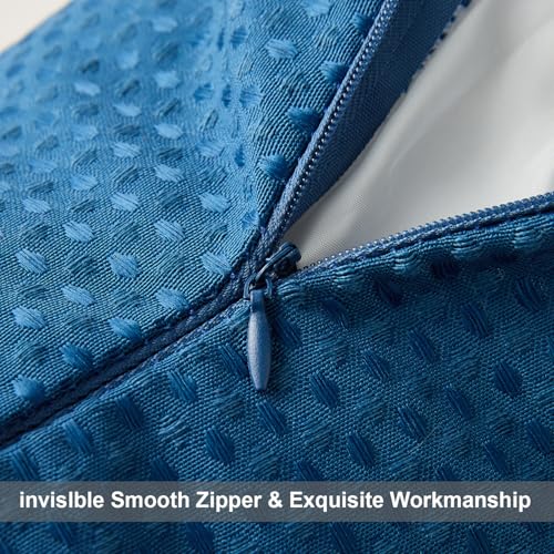 DFXSZ Outdoor Pillow Covers 18X18 Inch Set of 2 Dark Blue Waffle Textured Polyester Pillow Covers Spring Summer Outdoor Waterproof Decor for Patio Funiture Garden 025A18 - color: Dark Blue, size: 18" x 18" (Pack of 2)