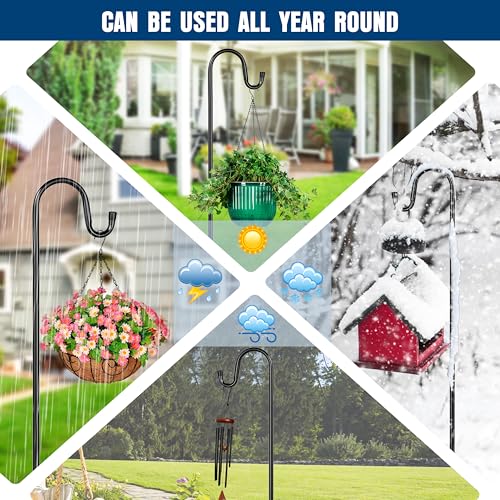 Ottsuls Shepherd Hooks with 5 Prongs Base for Outdoor - 76 Inch Adjustable Bird Feeder Pole for Outside Hanging, Garden, Hummingbird Feeder, Plant Baskets, Solar Light Lanterns, Wedding Decor (1 Pack) - size: 76 INCH, style: A-1 Pack