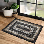 ROYHOME Small Area Rug 2x4 Indoor Non-Slip Entryway Mat Braided Print Area Rugs Boho Accent Rug Farmhouse Washable Rug Modern Geometric Carpet for Living Room Bedroom Kitchen, Black - size: 2' x 4' (Rectangular)