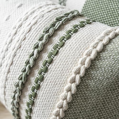 Cethom Boho Lumbar Pillow Covers 14x36 Inch Long, Green Textured Decorative Couch Pillow Cases for Farmhouse Home Decor, Accent Cushion Cover for Sofa, Bed, Living Room, Bedroom, Pack of 1 - color: Green, size: 36" x 14" (Pack of 1)