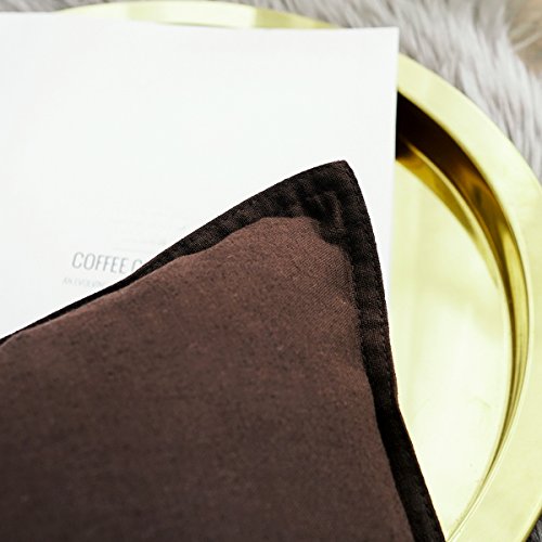 Jeanerlor Cotton Linen Square Decorative Throw Pillow Case Cushion Cover with Twin Needles Stitch on Edge, 12"x20"(30 x 50cm), 2 Pcs, Brown - color: Brown, size: 20" x 12" (Pack of 2)