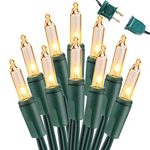 Brizled Christmas Lights, 300 Count 69.6ft Warm White Incandescent Christmas Lights Connectable, Clear Xmas Light, UL Listed Mini Light String Outdoor Xmas Tree Light for Indoor Outside Decor - color: Warm White - Green Wire