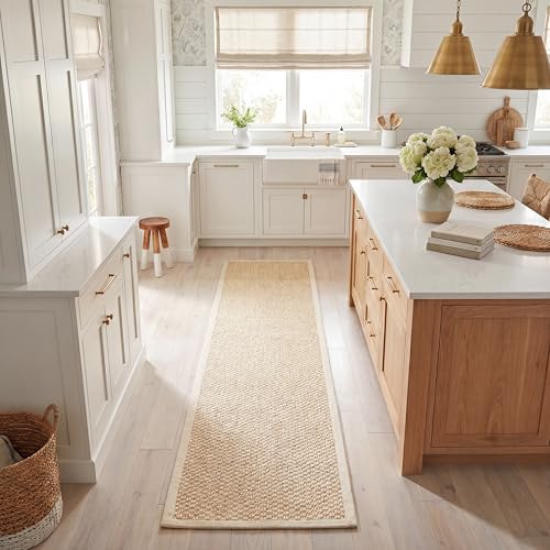 SAFAVIEH Natural Fiber Collection Runner Rug - 2' x 8', Cream, Sisal, Woven Design with Border (NF525A) - color: Creme, size: 2' x 8' (Runner)