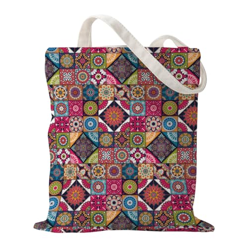 Boho Style Canvas Bag for Women Boho Fashion Tote Bag for Bohemian Lover - color: Patchworkbloom Bag