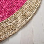 SAFAVIEH Natural Fiber Collection Area Rug - 2'6" x 4' Oval, Fuchsia Pink & Natural Brown, Handmade Jute, Braided Border Design (NF801C) - color: Fuchsia/Natural, size: 2'6" x 4' (Oval)
