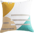 Boho Abstract Tufted Throw Pillow Cover Geometric Embroidered Decorative Pillowcase Farmhouse Cotton Square Accent Cushion Cover for Sofa Couch Bedroom (Type E,18"x18")