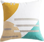 Boho Abstract Tufted Throw Pillow Cover Geometric Embroidered Decorative Pillowcase Farmhouse Cotton Square Accent Cushion Cover for Sofa Couch Bedroom (Type E,18"x18")