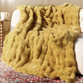 Ultra Soft Cozy Faux Fur Throw Blanket, Fuzzy Plush Thick Bubble Blanket, Oversize Luxury Fluffy Blanket for Couch, Sofa, Bedroom, and Living Room,50x60 Inches, Dark Yellow - color: Bubble Dark Yellow, size: Throw