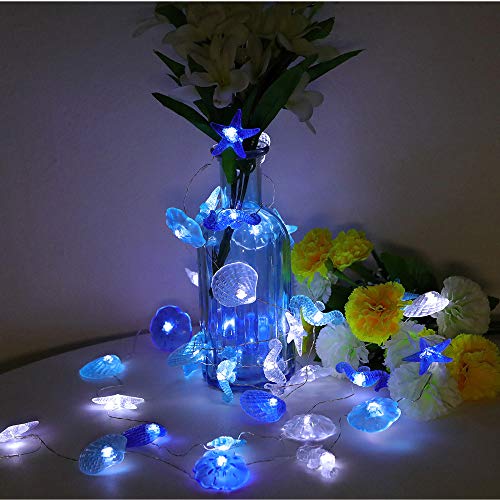 Starryfill Beach Theme 36 LED String Lights Jellyfish Seahorse Starfish 12.96ft Battery Operated Waterproof Cold White with Remote Control and Timer for Patio Wedding Nursery Bedroom Party Birthday - color: Jellyfish