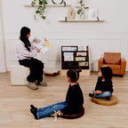 Factory Direct Partners Rustic Kid 15 inch Round Floor Cushions with Handles, Distressed Faux Leather, Flexible Seating for Home, Playroom, Montessori, Daycare, Classroom (4-Piece), 12223-DA - style: Round