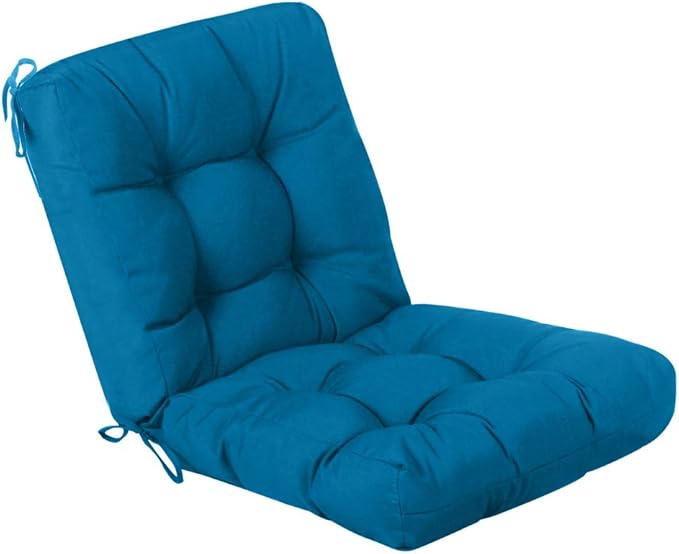 QILLOWAY Outdoor Seat/Back Chair Cushion Tufted Pillow, Spring/Summer Seasonal Replacement All Weather Cushions. (Peacock Blue)
