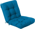 QILLOWAY Outdoor Seat/Back Chair Cushion Tufted Pillow, Spring/Summer Seasonal Replacement All Weather Cushions. (Peacock Blue)