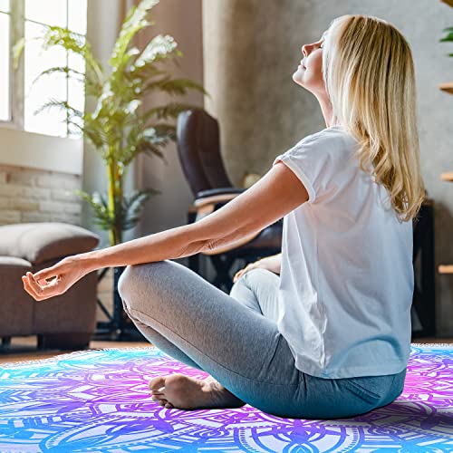Large Microfiber Boho Mandala Beach Towel Round Bohemian Beach Blanket Hippie Indian Throw Blanket Beach Tapestry Thick Sand Free Quick Dry Yoga Picnic Mat Wall Decor Circle Tablecloth,59'',Aqua Blue - color: Aqua Blue Mandala
