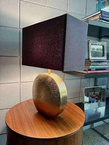 Cruiser’s Caché 19" Modern Metal Table Lamp, Antique Gold Finish with Handloomed Dark Khaki Rectangular Lampshade - style: Modern Metal