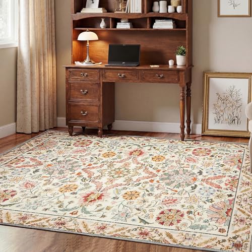 MINIDEAR 2x3 Area Rugs for Entryway Kitchen, Washable Rug Small Accent Rugs for Bedroom Non Slip Vintage Rug with Floral Print Thin Carpet Mat for Home, Daisy Pink - color: 03pink, size: 2' x 3' (Rectangular)