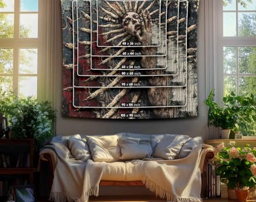 LATETOMT Halloween Tapestry Wall Art Abstract Tapestry Horror Tapestries Gothic Surreal Canvas Print Wall Art for Halloween Party Terrifying Atmosphere LTMTAYW303 - color: Style-2, size: Customize