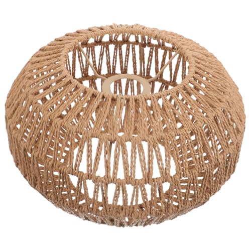 GALPADA 11.8 Inch Boho Woven Light Shade, Rattan Style Paper Rope Pendant Light Cover, Round Wicker Lamp Shade Replacement for Ceiling Hanging Fixtures