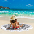Large Microfiber Boho Mandala Beach Towel Round Bohemian Beach Blanket Hippie Indian Throw Blanket Beach Tapestry Sand Free Quick Dry Picnic Meditation Mat Wall Decor Circle Tablecloth,59'',Black - color: Black Mandala