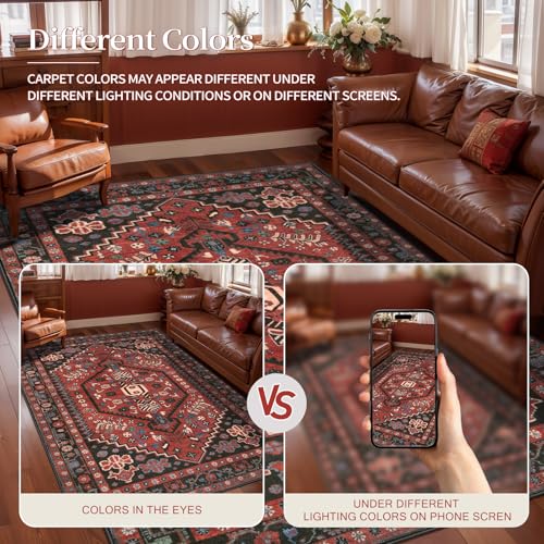 Ciicool 2x5ft Runner Rug, Hallway Wahshable Rugs Vintage Kitchen Carpet for Entrance Bedroom Bedside Living Room Kitchen Laundry Bathroom Decor - color: Red / Black, size: 2' x 5' (Runner)