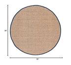 SAFAVIEH Area Rug 3' Round - Natural Fiber Collection - Natural & Blue, Seagrass, Basketweave Pattern with Border (NF114E) - color: Natural/Navy Blue, size: 3' (Round)