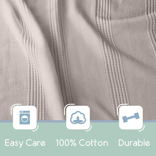 Vellux 100% Cotton Blanket, Twin, 66x90, Mink | Soft, Breathable Knit, Lightweight, All Season, Machine Washable, Oeko-Tex Certified, Hotel Quality - color: Mink, size: Twin