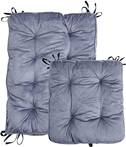 Big Hippo Rocking Chair Cushions Set with Ties, Tufted Thick Back and Seat Pads for Wooden Glider & Nursery, Velour Lumbar Support to Relieve Tailbone Pain for Indoor Office (Grey) - color: Grey2