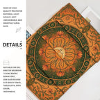 Water Lily and Sun Orange Green Tapestry, Floral Mandala Bohemian Decorative Wall Hanging, Aesthetic Tapestries for Living Room, Bedroom, Meditation 80x60 Inch - size: 80x60 Inch