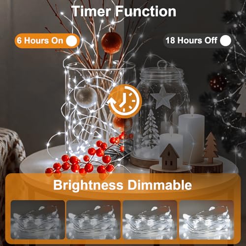 AIKEI 6 Pack LED Fairy Lights with Timer Battery Operated, Mini String Lights with Remote Waterproof 7ft 20 Led Firefly Starry Lighting for Wedding Party Bedroom Garden Christmas Decoration White - color: White, size: 6PCS-REMOTE