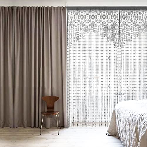 HSYLYM String Door Privacy Lace Curtain Macrame Boho Doorway Window Curtains for Wall Divider Windows Door Covers Decorative Room Separation (35×79in/90×200cm,Grey) - color: Grey, size: 35"W x 79"L (Pack of 1)