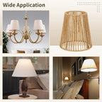 3PCS Chandelier Lamp Shades,Rattan Lamp Shade Clip-on Rattan hanging lamp Shade,Natural Touch Hand Woven Lampshade for Chandeliers, Pendants, Wall Sconces, 3.9 x 5.6 x 5.4 in