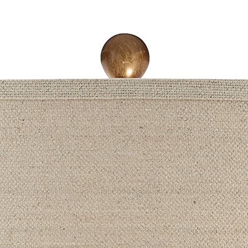 Possini Euro Design Kingston Mid Century Modern Table Lamp 32 3/4" Tall White Grooved Patterned Ceramic Taupe Drum Shade for Bedroom Living Room House Bedside Nightstand Home Office Entryway Family