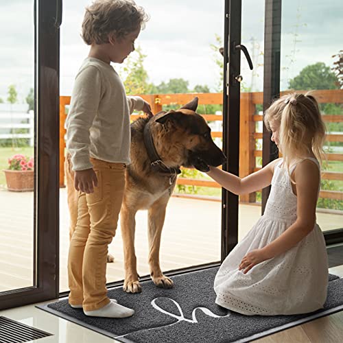 Door Mat (30"x17.5",Dark Grey), Welcome Mat Low Profile Front Doormat Non Slip Mats for Entryway, Patio, High Traffic Areas - color: Dark Grey-hello, size: 1'6" x 2'6" (Rectangular)