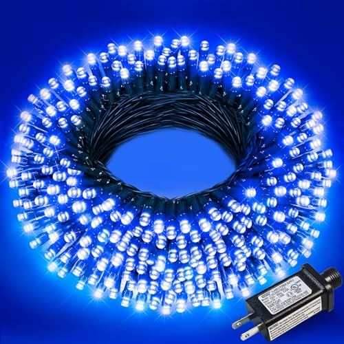 Blue Christmas Lights Outdoor, 66FT 200 LED Plug in Christmas Tree Lights Waterproof, 8 Modes Connectable String Lights for Outside Indoor Home Patio Garden Tree Party Holiday Decorations - color: Blue, size: 66FT 200 LED