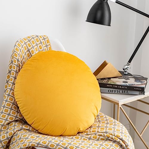 Round Throw Pillow, 18” Super Soft Round Decorative Pillows Sofa Chair Cushion Floor Pillows for Couch Office Living Bedroom (Yellow) - color: Yellow