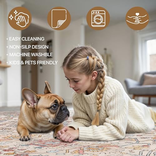 Bavni Runner Rug, Machine Washable Rugs for Bedroom 2x5, Non Slip Boho Rugs with Rubber Backing, Ultra-Thin Folable Rug Runner for Hallways Bathroom, Retro Multi - color: Retro Multi, size: 2' x 5' (Rectangular)