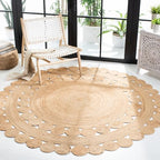 SAFAVIEH Natural Fiber Collection Area Rug - 11' Round, Natural, Handmade Boho Country Charm Jute, Ideal for High Traffic Areas in Living Room, Bedroom (NFB308A) - size: 11' (Round)