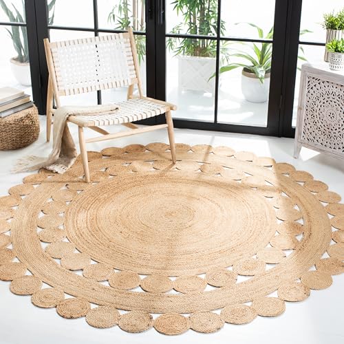 SAFAVIEH Natural Fiber Collection Area Rug - 11' Round, Natural, Handmade Boho Country Charm Jute, Ideal for High Traffic Areas in Living Room, Bedroom (NFB308A) - size: 11' (Round)
