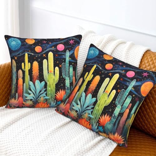 Cactus Pillow Cases 18x18 Set of 2 Tropical Plants Cactus Pillowcase Desert Green Succulent Prickly Pear Outdoor Decorative Throw Cushion Cases for Bedroom Living Room - color: Cactus, size: 18" x 18" (Pack of 1)
