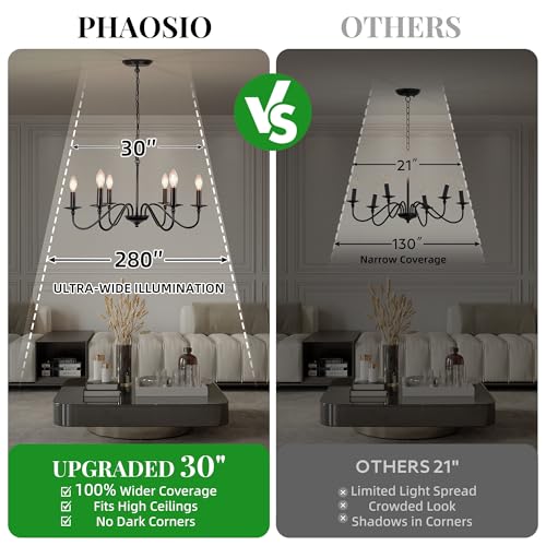 Black Chandelier, 6-Light Farmhouse Candle Chandelier 29'', Rustic Industrial Hanging Light Fixture for Dining Room, Kitchen Island, Living Room, Entryway, Bedroom, Foyer - color: Matte Black
