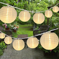 Vigdur White Lantern String Lights - Large and Small Hanging Nylon Lantern Lights Plug in for Indoor Bedroom Party Outdoor Patio Backyard Use,9.84FT - color: White Lantern - Large and Small