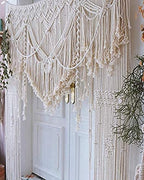 S.N.HANDICRAFTS Macrame Large Curtain Bohemian Boho Decoration Backdrop Wedding Wall Hanging (120X95) - size: 120" W x 95" L