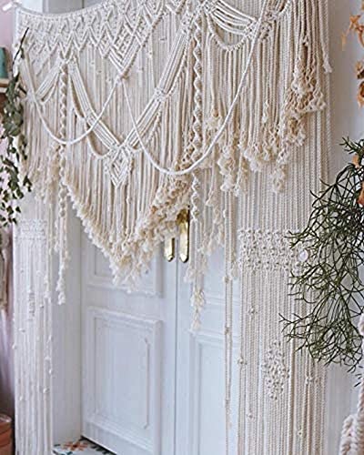 S.N.HANDICRAFTS Macrame Large Curtain Bohemian Boho Decoration Backdrop Wedding Wall Hanging (85X85) Natural - size: 85" W x 85" L