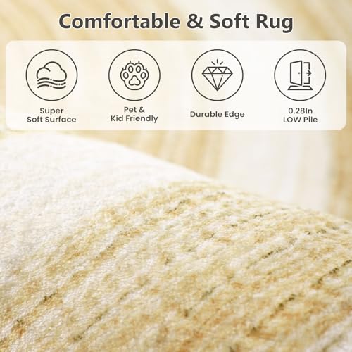 Asrug Imitation Jute Low Pile Round Rug Area Rug Washable Non-Slip Circle Rug Soft Plush Touch Circle Rugs Round for Kitchen Bathroom Living Bedroom Nursery, Carpet 3ft /36 inch/91 cm Beige/Brown - color: Beigebrown, size: 3ft