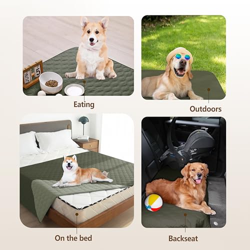 gogobunny 100% Double Sided Waterproof Dog Blanket Soft Pet Bed Cover Reversible Protect Furniture Couch Sofa Car for Puppy Large Dog Cat (Dark Olive/Light Olive, 30x30 Inch (Pack of 1)) - color: Dark Olive/Light Olive, size: 30x30 Inch (Pack of 1)