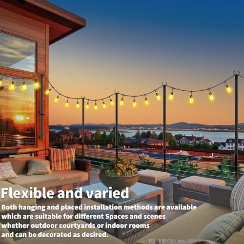 AHRLHR 8 Pack String Light Poles for Deck,5 Ft String Light Poles for Outside with Fixing Clips,Metal Poles for Outdoor String Lights, Hanging Light Poles for Fence Garden Backyard Wall Bistro - size: 8 Pack-5FT