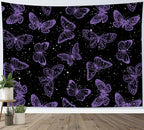 HVEST Purple Butterfly Wall Hanging - Galaxy Space Tapestry for Bedroom, Kids Room, Living Room - 40L x 60W inches - color: Purple, size: 40"L x 60"W