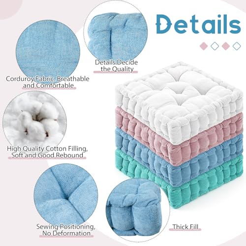 Jerify Floor Pillow Cushions Large Round Square Large Meditation Floor Pillow for Classroom Adult Meditation Picnic Party Seating Learning Daycare School(Square,Mixed Blue,4 Pcs) - color: Mixed Blue, size: Square 20 x 20